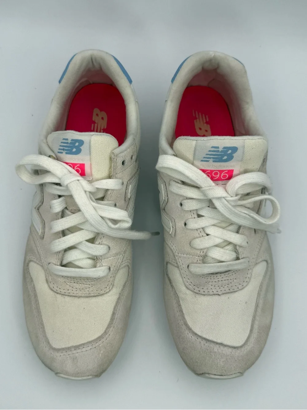 New Balance WL696OSA Women’s 696 Classic Retro Sneakers Off White Pink Blue Sz 7